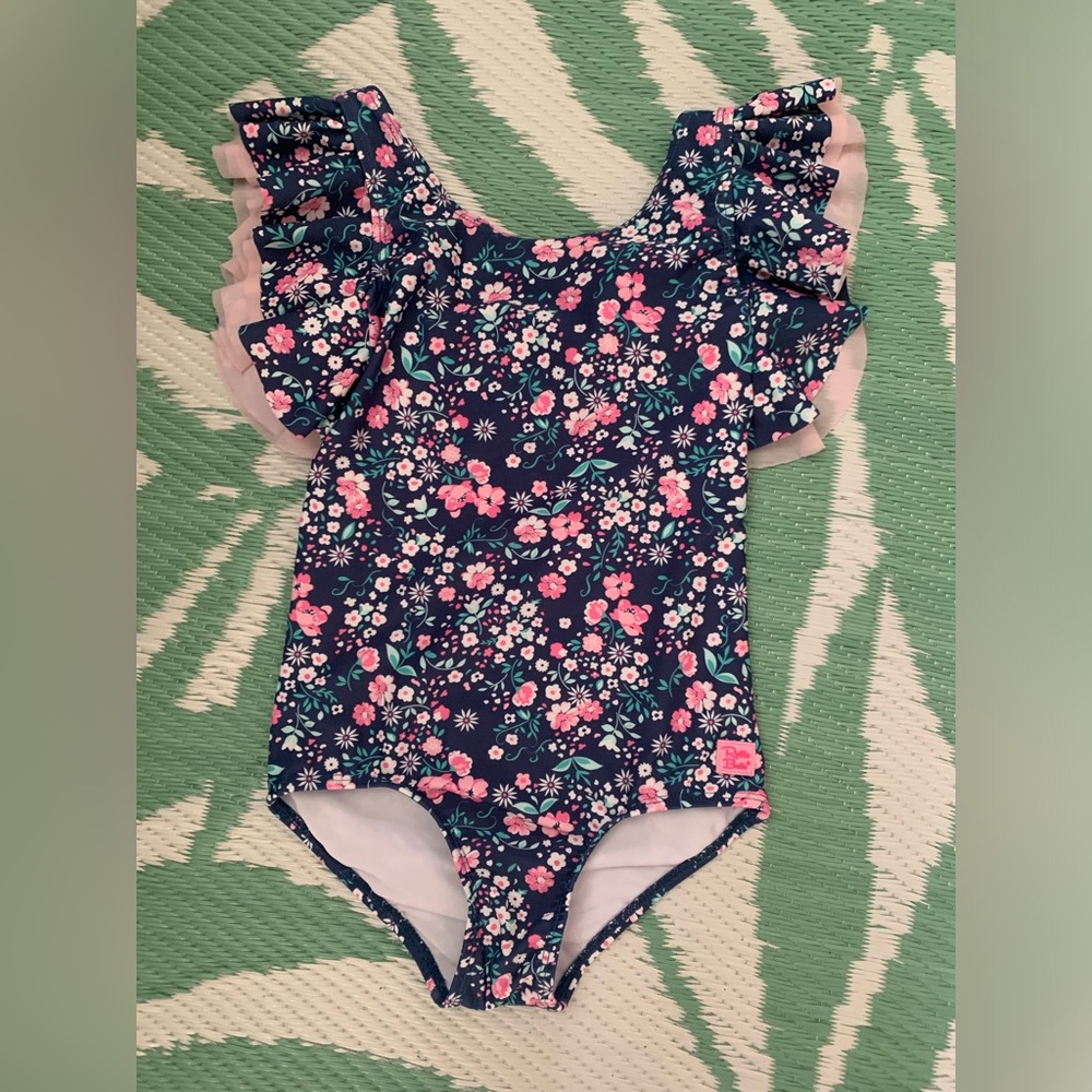Ruffle Butts Moonlit Meadow Butterfly Sleeve One-Piece Swimsuit sz 7